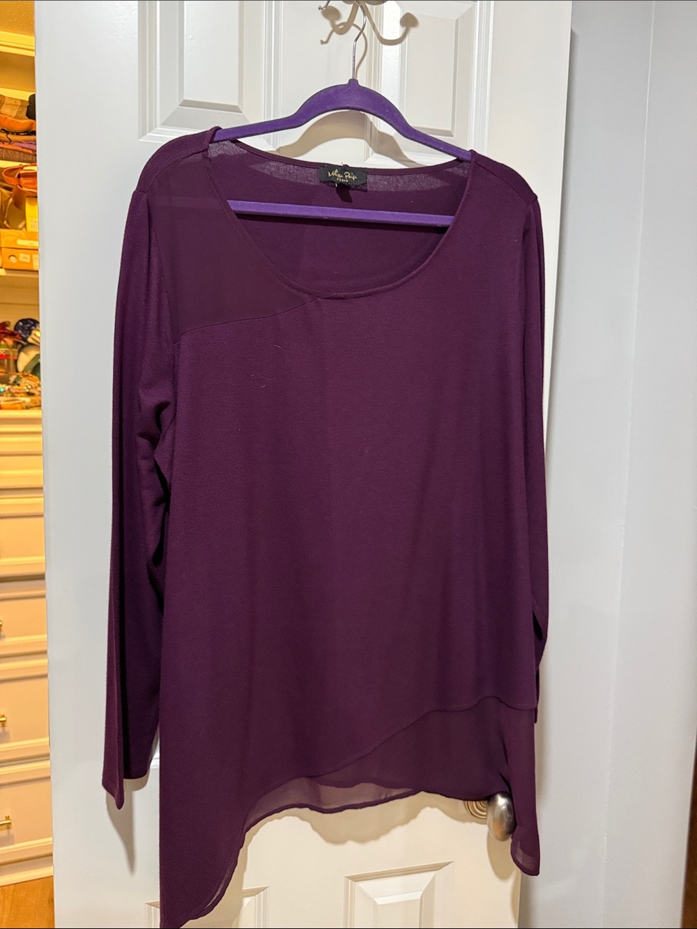 Melissa Paige Plum Asymmetric Long-Sleeve Top
